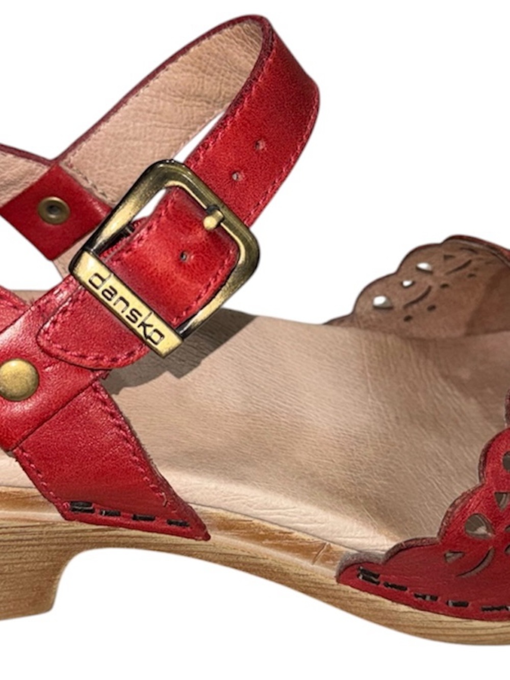 Dansko Red Leather Mary Jane Slingback Clogs with Scalloped Cutouts💕 - Picture 11 of 16